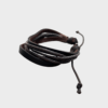 30 Pulsera de Cuero Multitextura Café y Negro – Bisutería Artesanal con Tiras Lisas y Trenzadas Ajustable
