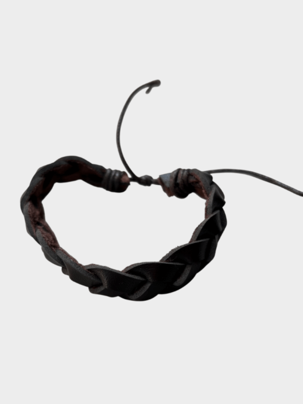 34 Pulsera de Cuero Café Trenzada Artesanal - Bisutería Unisex Ajustable