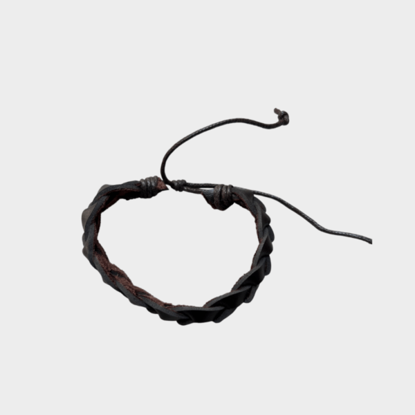 35 Pulsera de Cuero Café Trenzada Artesanal - Bisutería Unisex Ajustable