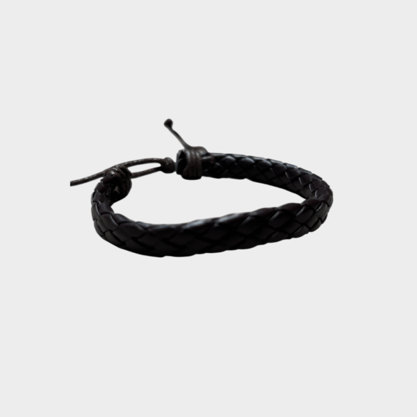 37 Pulsera de Cuero Café - Diseño de Espiga - Bisutería Artesanal Ajustable