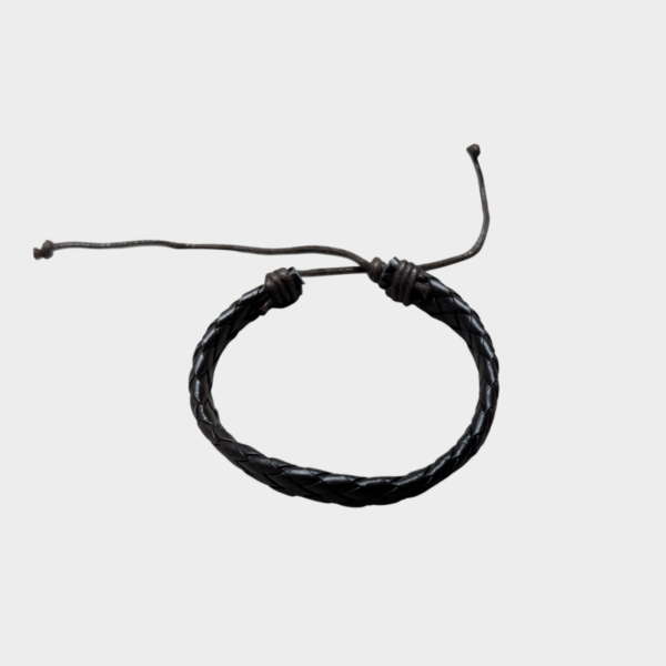 38 Pulsera de Cuero Café - Diseño de Espiga - Bisutería Artesanal Ajustable