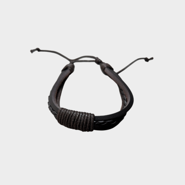 40 Pulsera Cuero Café Urbana con Cordón Grueso - Bisutería Masculina Moderna Ajustable