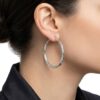 Aretes Arracadas de Plata 925 para Mujer con Textura Diamantada