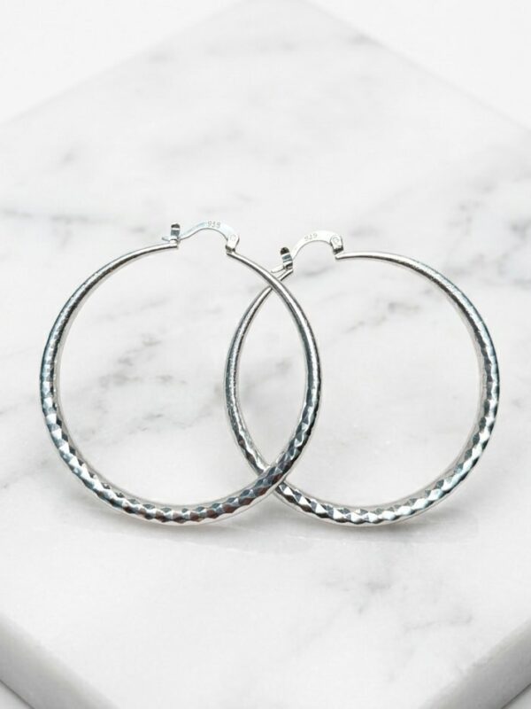Aretes Arracadas de Plata 925 para Mujer con Textura Diamantada