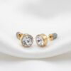 Aretes Dorados con Zirconia Bañados en Oro para Mujer | Aretes Pequeños Elegantes con Brillo