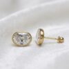 Aretes de Oro 14K con Zirconia Ovalada | Joyería Fina para Mujer