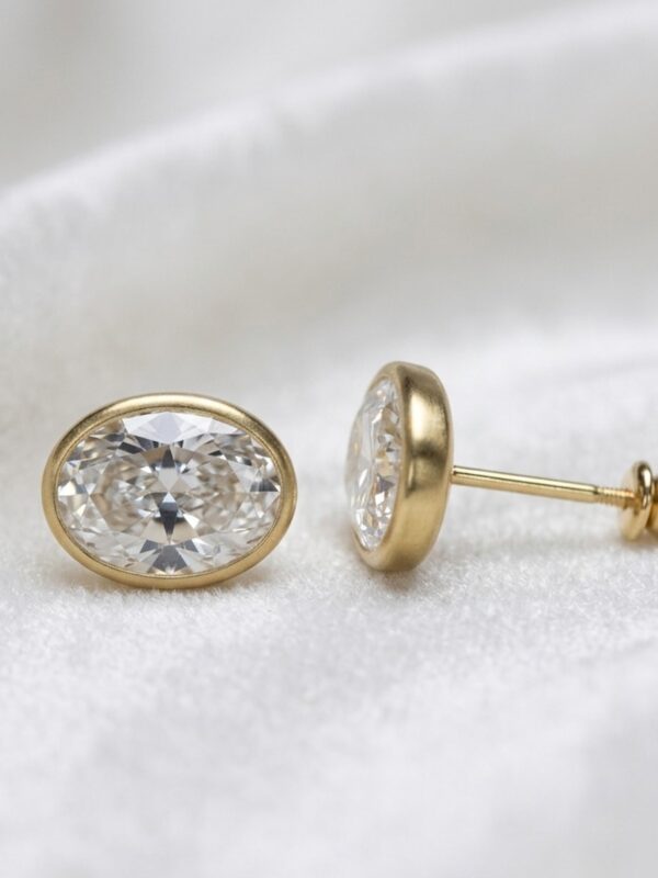 Aretes de Oro 14K con Zirconia Ovalada | Joyería Fina para Mujer
