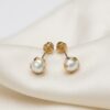 Aretes de Perla con Corona de Oro 14K