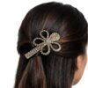 Broche para Cabello Flor Dorada con Cristales | Accesorio Elegante y Brillante para Mujer