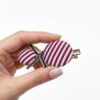 Broche para Cabello Rosa con Rayas y Moño | Accesorio Femenino Elegante