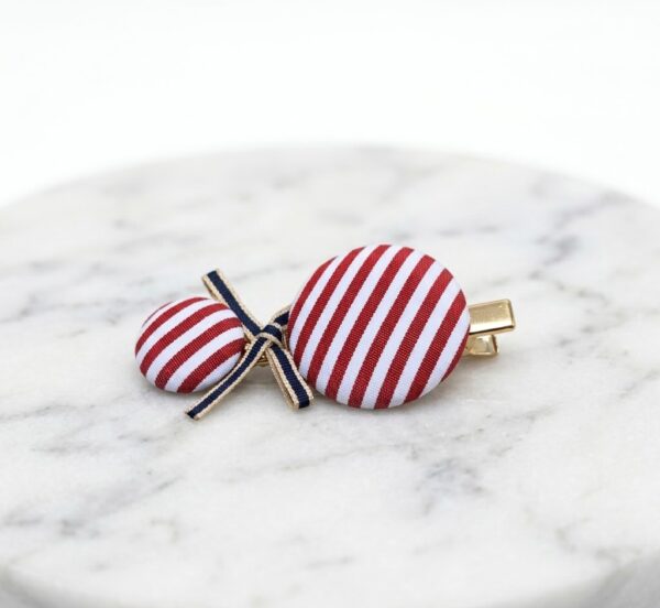 Broche para Cabello Rosa con Rayas y Moño | Accesorio Femenino Elegante