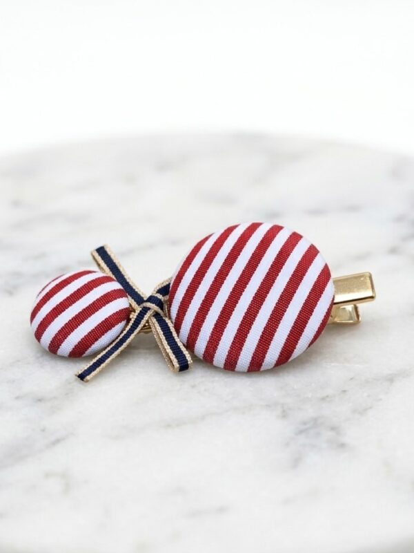 Broche para Cabello Rosa con Rayas y Moño | Accesorio Femenino Elegante