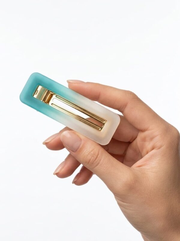 Broche para Cabello Turquesa Degradado para Mujer | Pasador Grande de 6.5 cm
