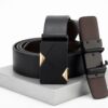 Cinturón Negro para Hombre con Hebilla Geométrica Dorada | Elegante, Formal y Casual