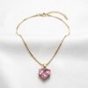 Collar Dorado para Mujer con Dije de Corazón Rosa Elegante