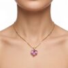 Collar Dorado para Mujer con Dije de Corazón Rosa Elegante