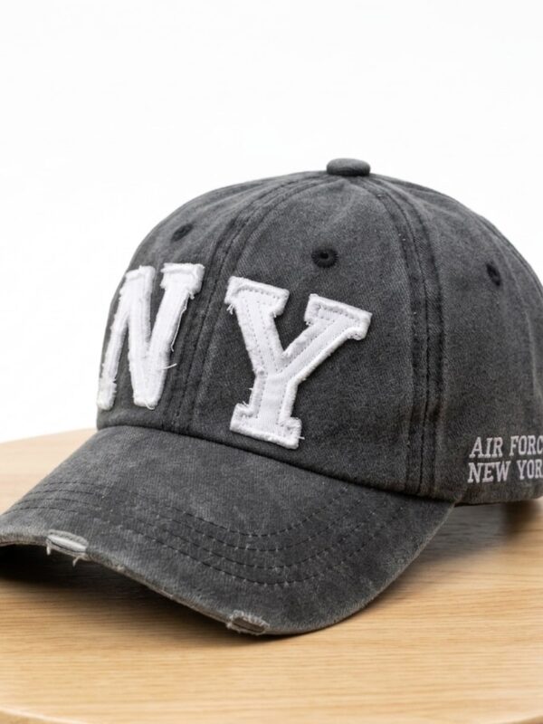 Gorra de Mezclilla Gris NY Ajustable | Gorra Urbana Unisex con Estilo Vintage Desgastado