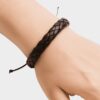 Pulsera Cuero Café Trenzado Espiga - Bisutería Artesanal Elegante Unisex Ajustable Pulsera de Cuero Café - Diseño de Espiga - Bisutería Artesanal Ajustable