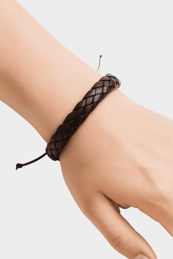 Pulsera Cuero Café Trenzado Espiga - Bisutería Artesanal Elegante Unisex Ajustable Pulsera de Cuero Café - Diseño de Espiga - Bisutería Artesanal Ajustable