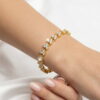 Pulsera Dorada para Mujer con Corazones y Cristales Elegante