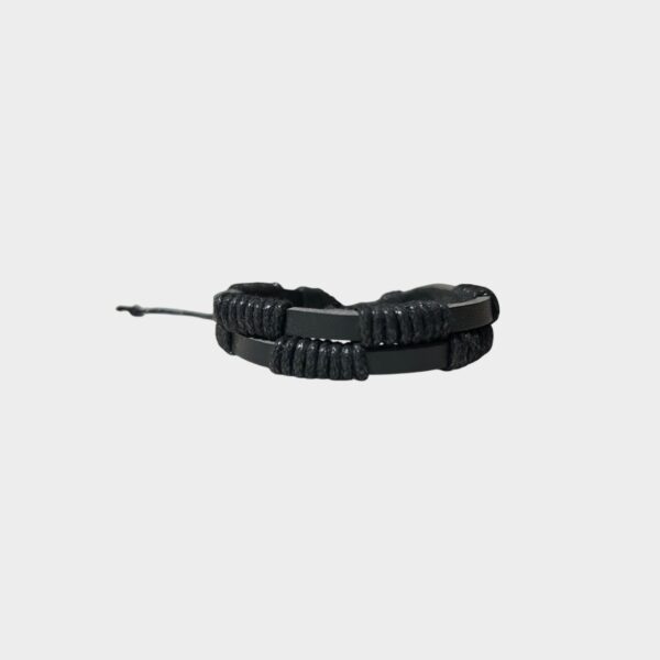 Pulsera de Cuero Negro Unisex - Tejido Artesanal Ajustable Estilo Urbano Casual (2) Pulsera de Cuero Negro Unisex - Tejido Artesanal Ajustable Estilo Urbano Casual