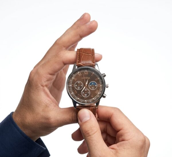 Reloj Clásico para Hombre Geneva con Correa Café y Números Romanos (2) Reloj Clásico para Hombre Geneva con Correa Café y Números Romanos